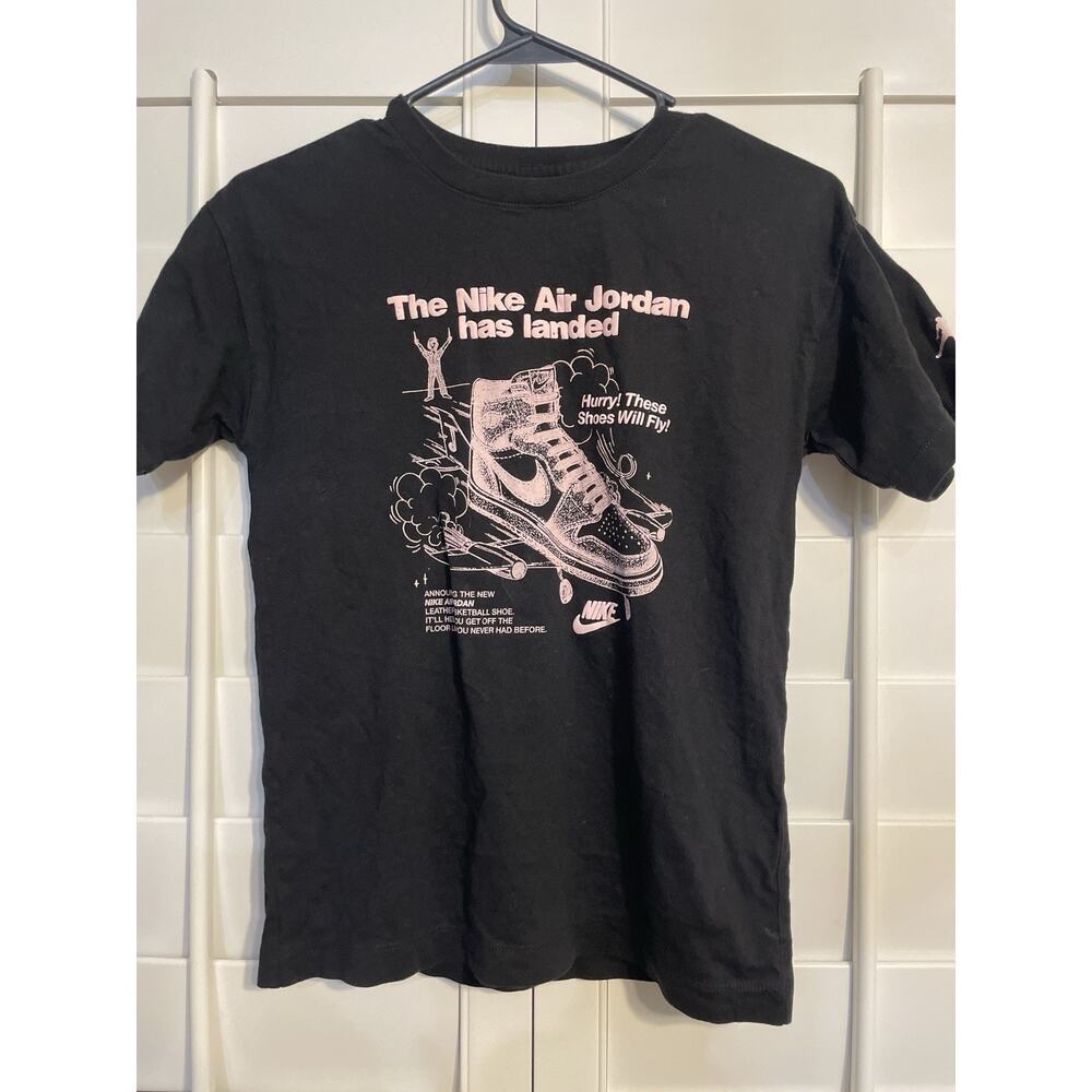 Air Jordan Nike Shirt Boys Kids Large Black Tee Basketball Athletic Sports Wear